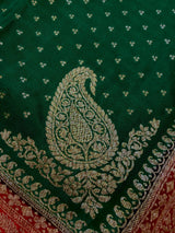 Green and Red Pure Crepe Silk saree — Kaash Collection