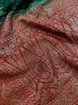 Green and Red Pure Crepe Silk saree — Kaash Collection