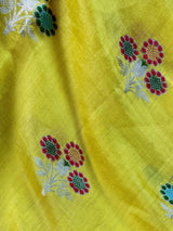 Lemon Pure Dupion Silk saree — Kaash Collection