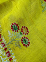 Lemon Pure Dupion Silk saree — Kaash Collection