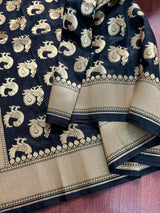 Black Banarasi Silk saree with Handloom — Kaash Collection