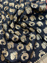 Black Banarasi Silk saree with Handloom — Kaash Collection