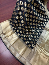 Black Banarasi Silk saree with Handloom — Kaash Collection