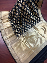 Black Banarasi Silk saree with Handloom — Kaash Collection
