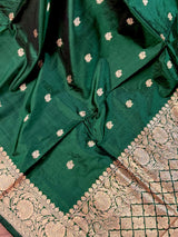 Bottle Green Color Pure Katan Silk saree — Kaash Collection