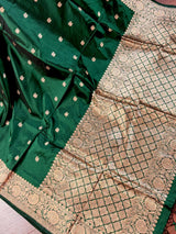 Bottle Green Color Pure Katan Silk saree — Kaash Collection