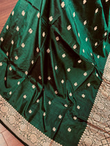 Bottle Green Color Pure Katan Silk saree — Kaash Collection