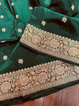 Bottle Green Color Pure Katan Silk saree — Kaash Collection