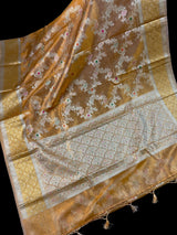 Gold Tissue Silk saree with Banarasi with Meenakari Jaal — Kaash Collection