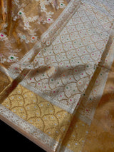 Gold Tissue Silk saree with Banarasi with Meenakari Jaal — Kaash Collection
