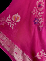 Rani Pink Raw Mango Silk saree — Kaash Collection