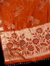 Burnt Orange Raw Mango Silk saree — Kaash Collection