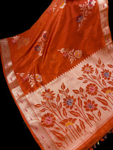 Burnt Orange Raw Mango Silk saree — Kaash Collection
