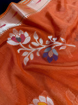 Burnt Orange Raw Mango Silk saree — Kaash Collection