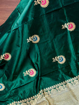 Bottle Green Pure Katan Silk saree — Kaash Collection