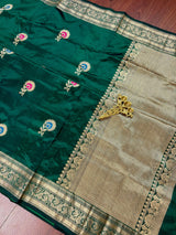 Bottle Green Pure Katan Silk saree — Kaash Collection
