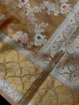 Gold Tissue Silk saree with Banarasi with Meenakari Jaal — Kaash Collection