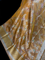 Gold Tissue Silk saree with Banarasi with Meenakari Jaal — Kaash Collection