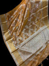 Gold Tissue Silk saree with Banarasi with Meenakari Jaal — Kaash Collection