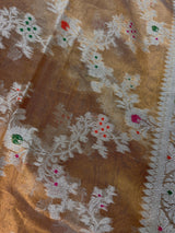 Gold Tissue Silk saree with Banarasi with Meenakari Jaal — Kaash Collection