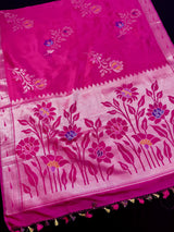 Rani Pink Raw Mango Silk saree — Kaash Collection