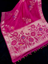 Rani Pink Raw Mango Silk saree — Kaash Collection