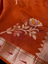 Burnt Orange Raw Mango Silk saree — Kaash Collection