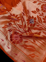 Burnt Orange Raw Mango Silk saree — Kaash Collection