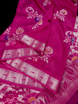 Rani Pink Raw Mango Silk saree — Kaash Collection
