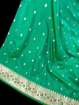 Green Semi Katan Silk saree — Kaash Collection