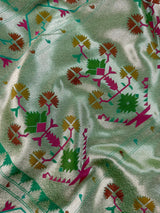 Green Semi Katan Silk saree — Kaash Collection