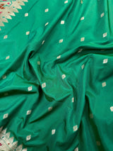 Green Semi Katan Silk saree — Kaash Collection