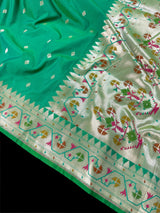 Green Semi Katan Silk saree — Kaash Collection