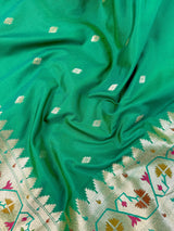 Green Semi Katan Silk saree — Kaash Collection
