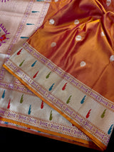 Rust Mashru Silk saree — Kaash Collection