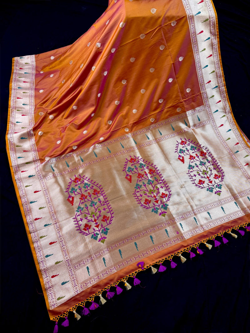Rust Mashru Silk saree — Kaash Collection