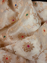 Ivory Cream Banarasi Pure Tussar Silk Saree - Kaash