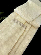 Ivory Cream Raw Silk Men Kurta Pajama with Self Design Material | Mens Ethnic Wear | Gift For Him | Indian Men Clothing | Kaash Collection - Kaash