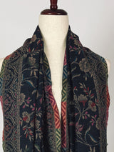 Charcoal Black kashmiri wool Kashmiri shawl with traditional kani weave — Kaash Collection