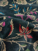 Charcoal Black kashmiri wool Kashmiri shawl with traditional kani weave — Kaash Collection