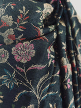 Charcoal Black kashmiri wool Kashmiri shawl with traditional kani weave — Kaash Collection