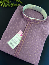 Lavender men's kurta pajama in soft silk with embroidery with tiny sequins — Kaash Collection