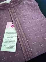 Lavender men's kurta pajama in soft silk with embroidery with tiny sequins — Kaash Collection