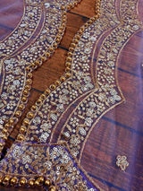 Lavender Net Sequin dupatta in net with gold zari, sequin & bead work on net — Kaash Collection