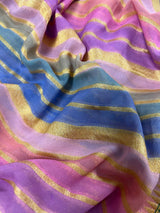 Lavender pure banarasi georgette silk paithani saree with paithani stripes & meenakari — Kaash Collection