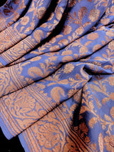 Lavender pure khaddi georgette banarasi silk saree with antique copper zari weave — Kaash Collection