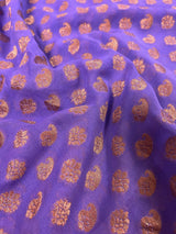 Lavender pure khaddi georgette banarasi silk saree with copper zari with wide border — Kaash Collection