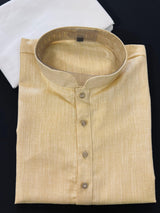 Light Beige men's kurta pajama in pure linen cotton with premium linen cotton with fancy buttons — Kaash Collection