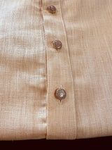 Light Beige men's kurta pajama in pure linen cotton with premium linen cotton with fancy buttons — Kaash Collection