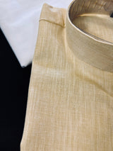 Light Beige men's kurta pajama in pure linen cotton with premium linen cotton with fancy buttons — Kaash Collection